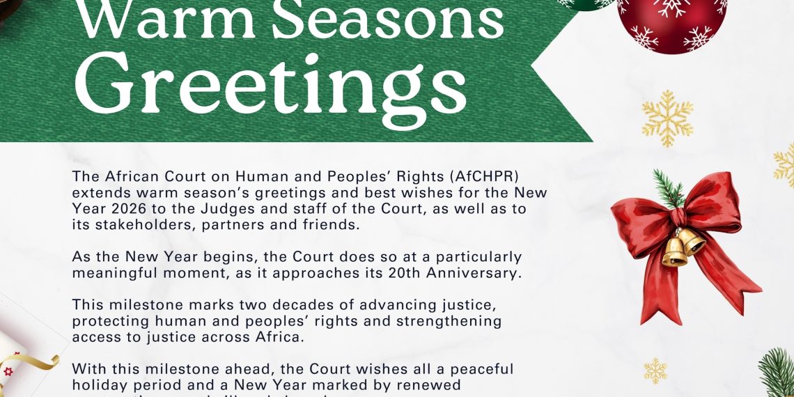 Season’s greetings and New Year message from the African Court