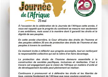 Journée de l’Afrique 2026 Déclaration de la Cour africaine