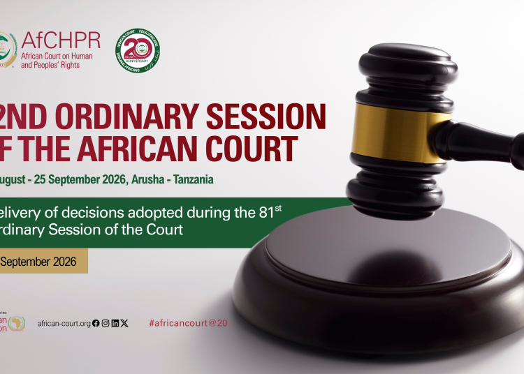 The African Court of Human and Peoples’ Rights is holding its 82nd ordinary session from 31 August to 25 September 2026.