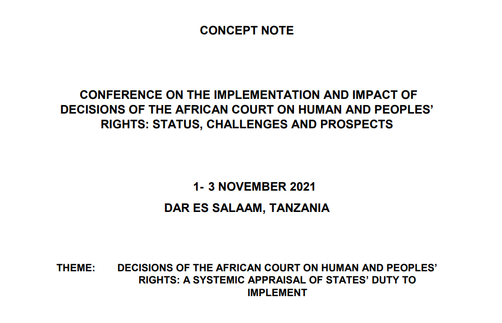 CONFÉRENCE SUR L’EXÉCUTION DES DÉCISIONS DE LA COUR AFRICAINE DES DROITS DE L’HOMME ET DES PEUPLES : SITUATION, DÉFIS ET PERSPECTIVES