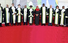 قضاة المحكمة الإفريقية يلتقون بفخامة رئيسة جمهورية تنزانيا المتحدة.