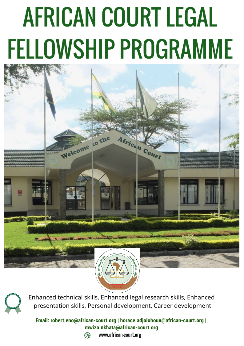 THE AFRICAN COURT LEGAL FELLOWSHIP PROGRAMME WITH THE SUPPORT OF THE RAOUL WALLENBERG INSTITUTE OF HUMAN RIGHTS AND HUMANITARIAN LAW