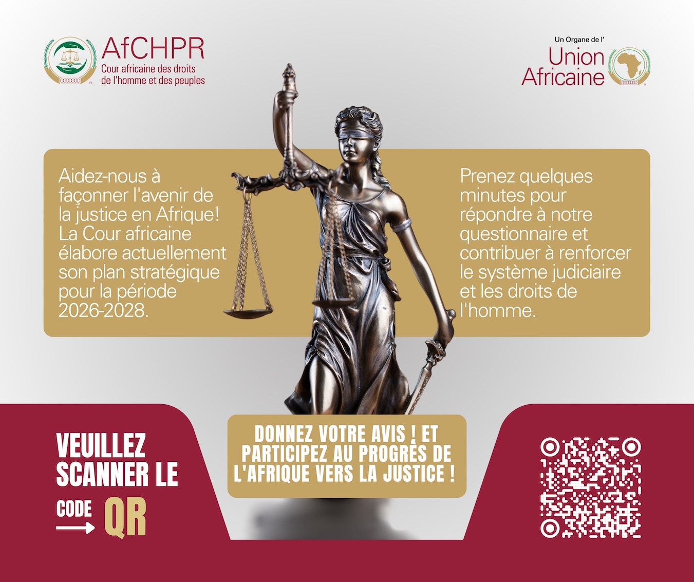 Appel à contributions : enquête visant à élaborer le plan stratégique 2026-2028 de la Cour africaine
