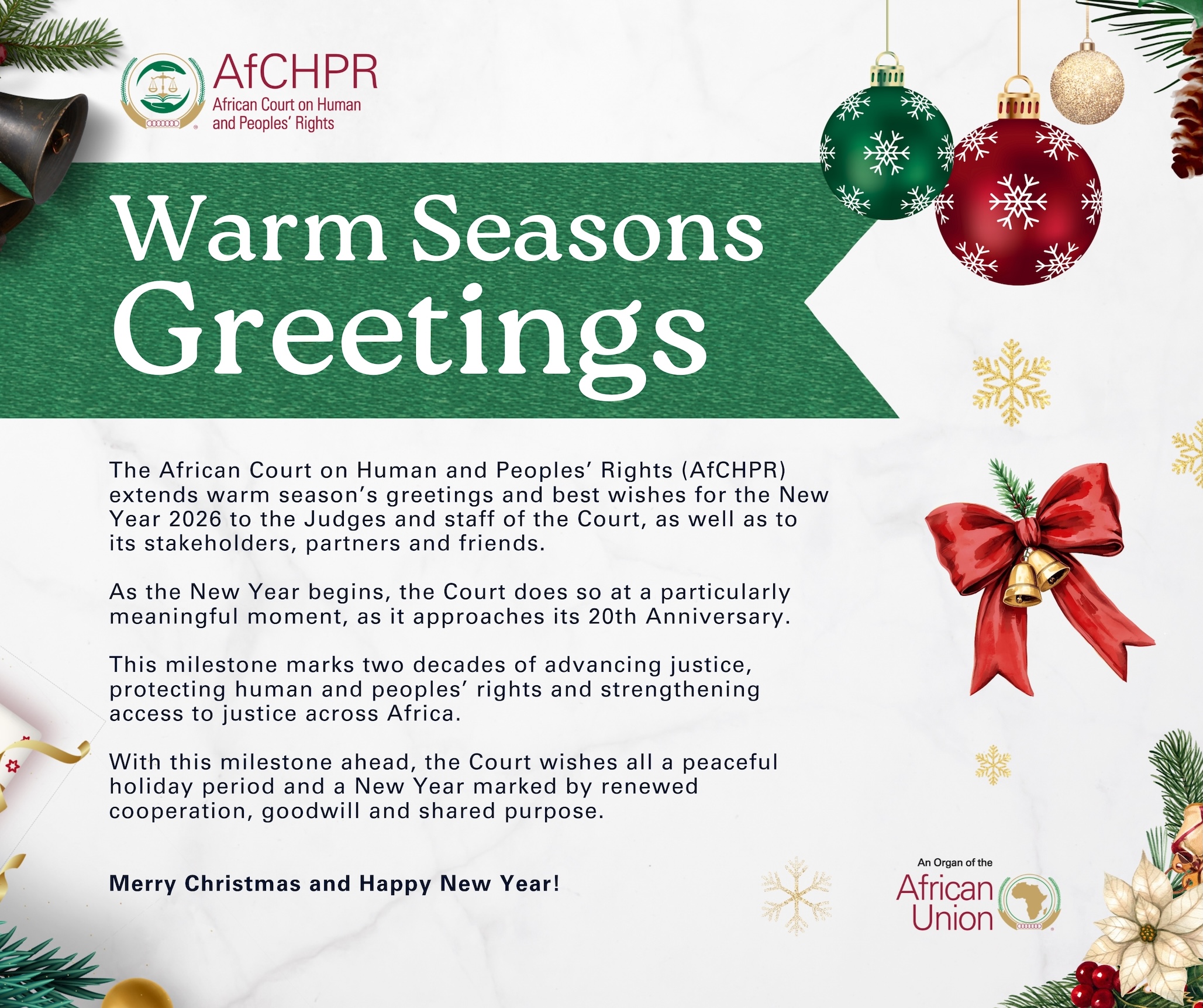 Season’s greetings and New Year message from the African Court